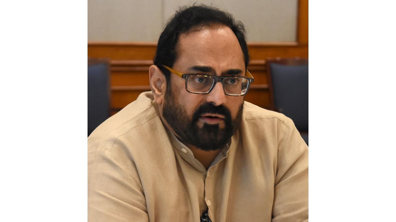 Union Minister of State for Electronics & Technology and Skill Development & Entrepreneurship Rajeev Chandrasekhar during a breakfast meeting with startups in Bengaluru on Wednesday, April 13, 2022. Credit: DH Photo