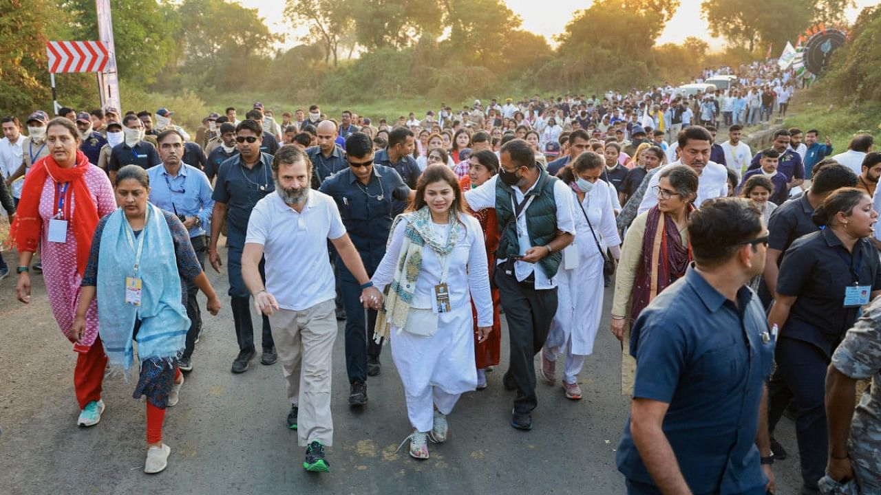 Bharat Jodo Yatra in Maharashtra. Credit: PTI Photo