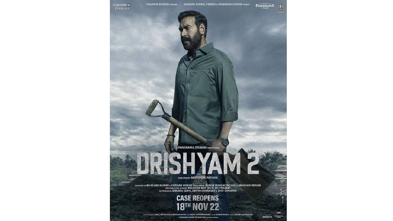 'Drishyam 2' poster. Credit: Instagram/@ajaydevgn