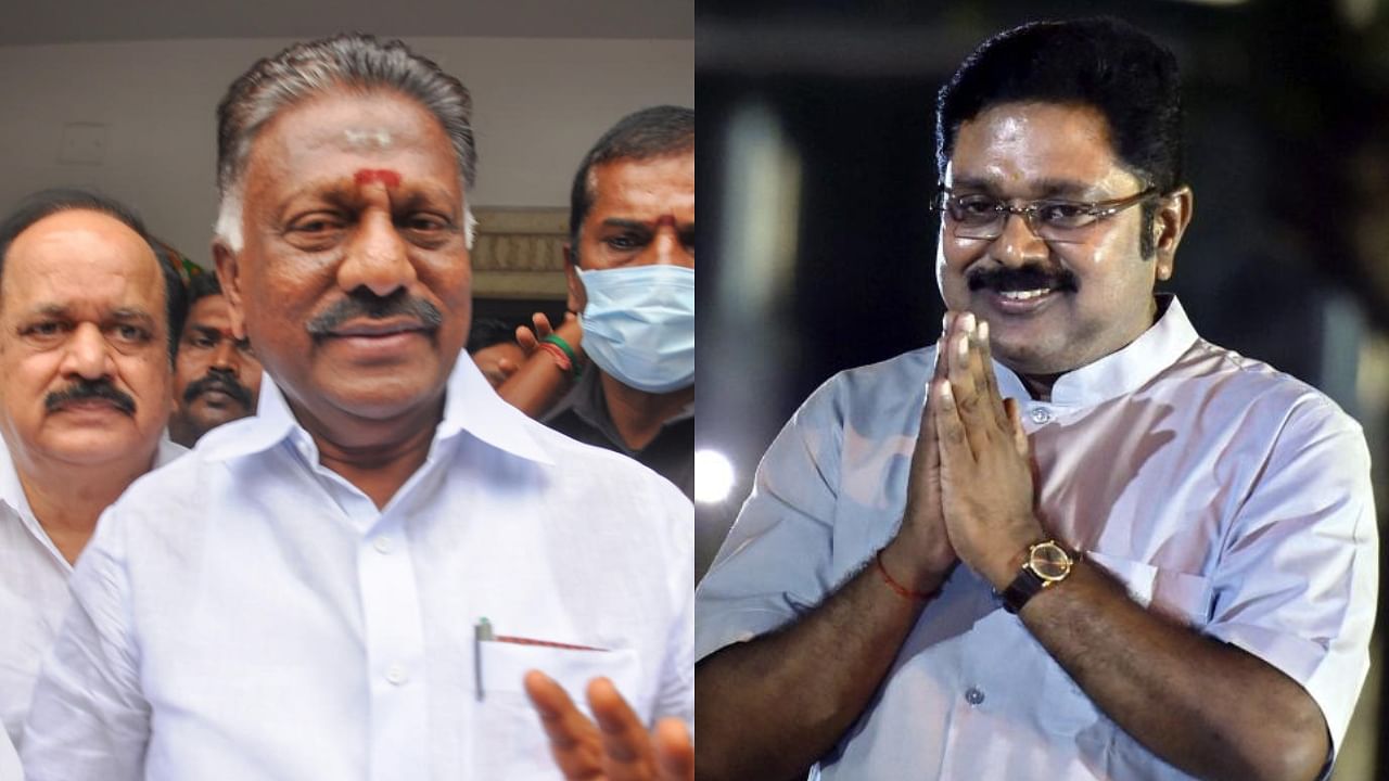 AIADMK leader O Panneerselvam (L) and TTV Dhinakaran. Photo Credit: PTI Photo