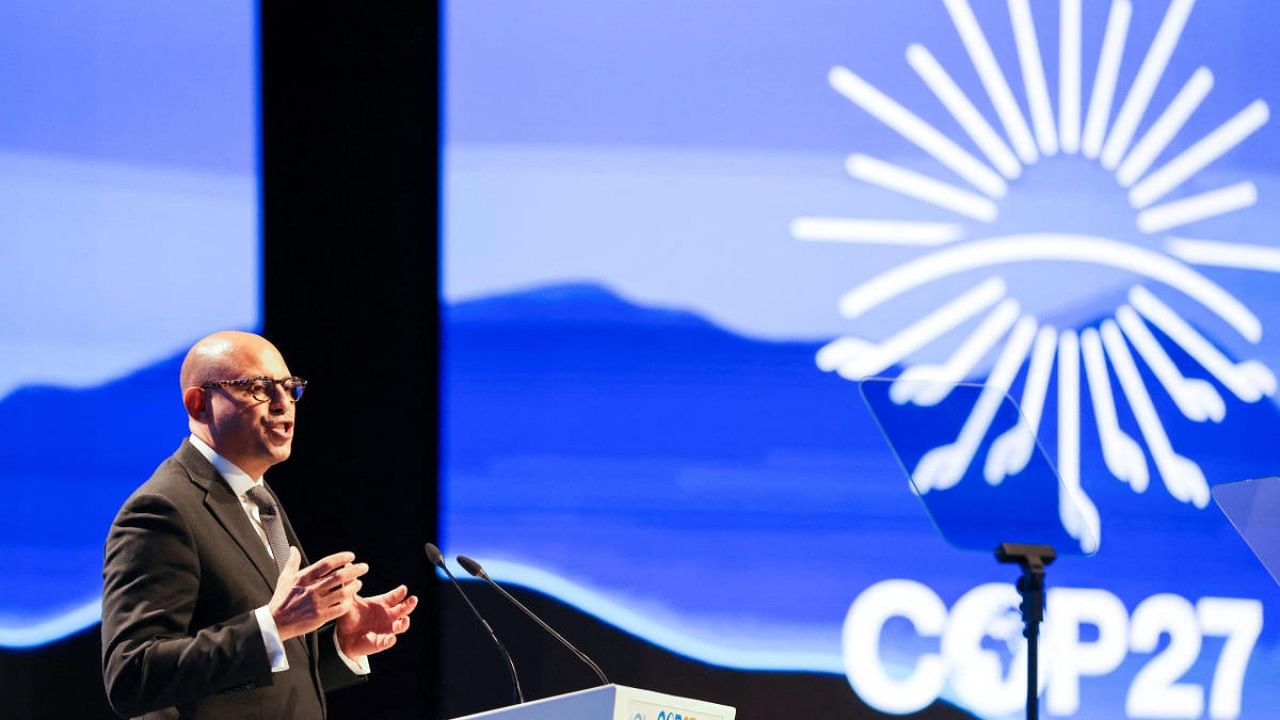 UN Executive Secretary of Framework Convention on Climate Change Simon Stiell speaks at the closing plenary at the COP27 climate summit. Credit: Reuters Photo