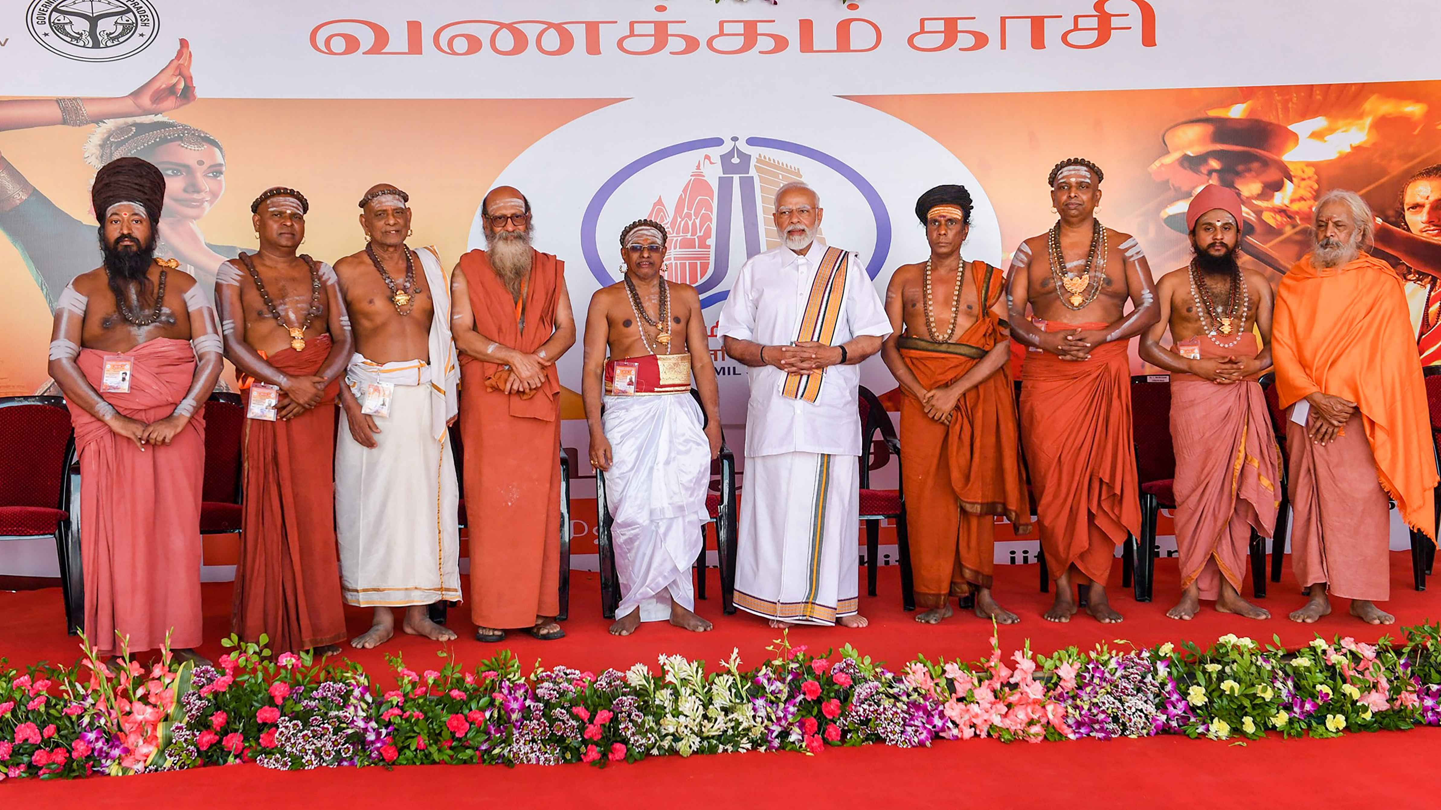 Narendra Modi during the inauguration of Kashi Tamil Sangamam. Credit: PTI Photo