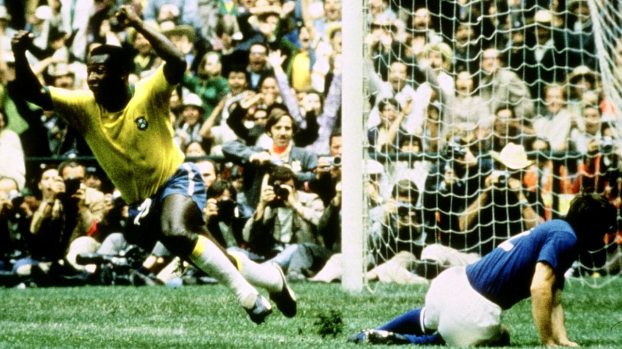 Brazil's Pele celebrates after scoring the opening goal against Italy in the 1970 FIFA World Cup final. Credit: Reuters File Photo