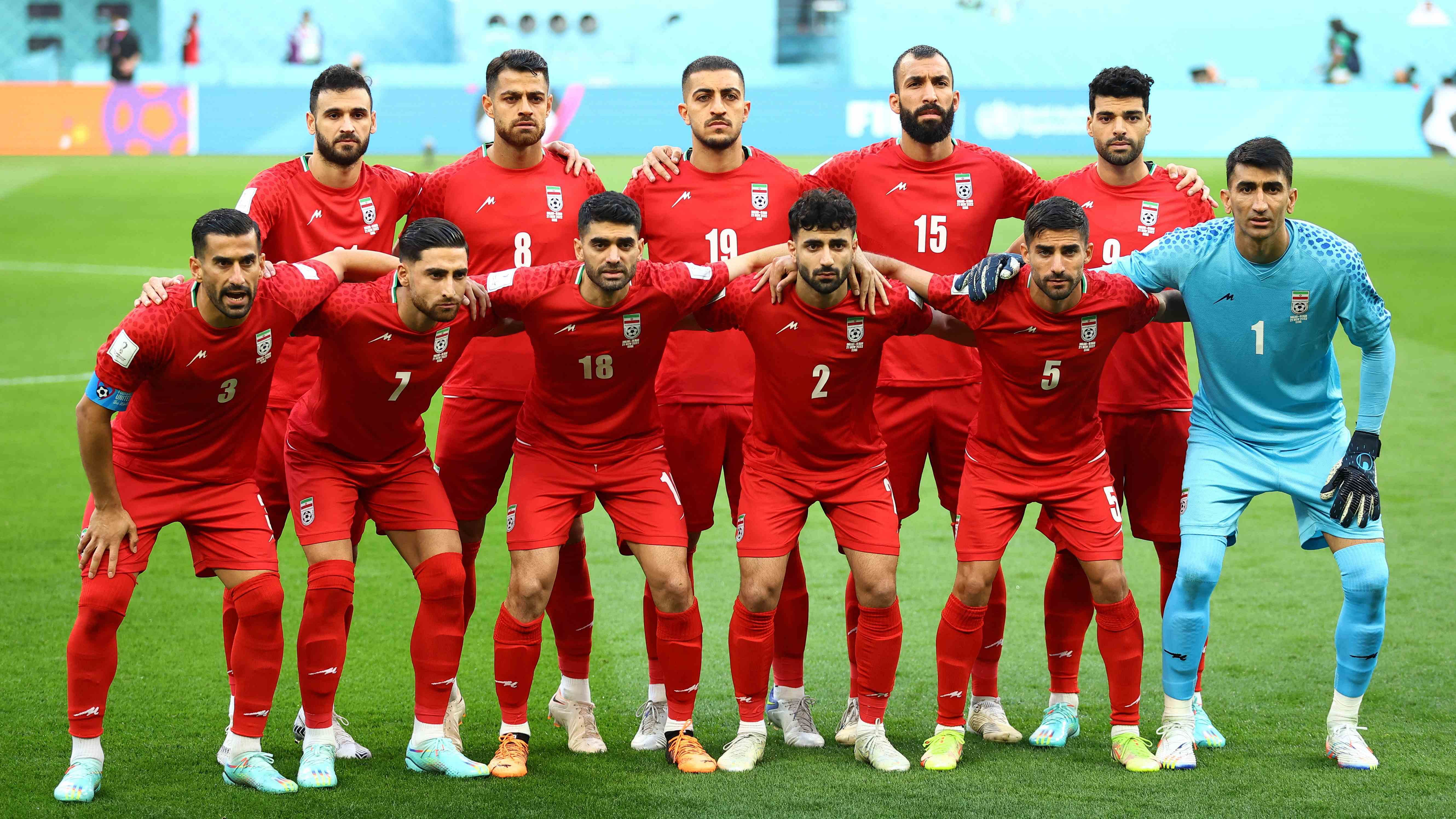 Iran players pose for a team group photo. Credit: Reuters Photo