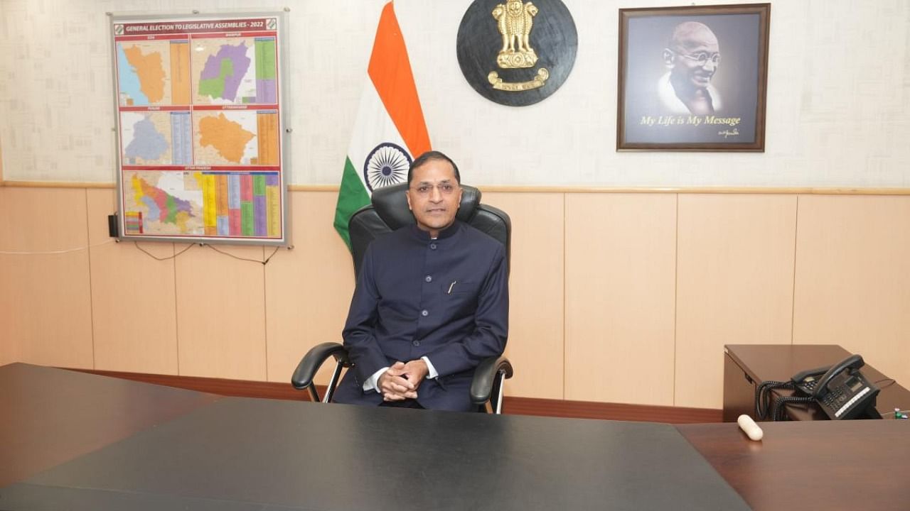 Newly appointed Election Commissioner Arun Goel takes charge of the office at Nirvachan Sadan in New Delhi. Credit: PTI Photo
