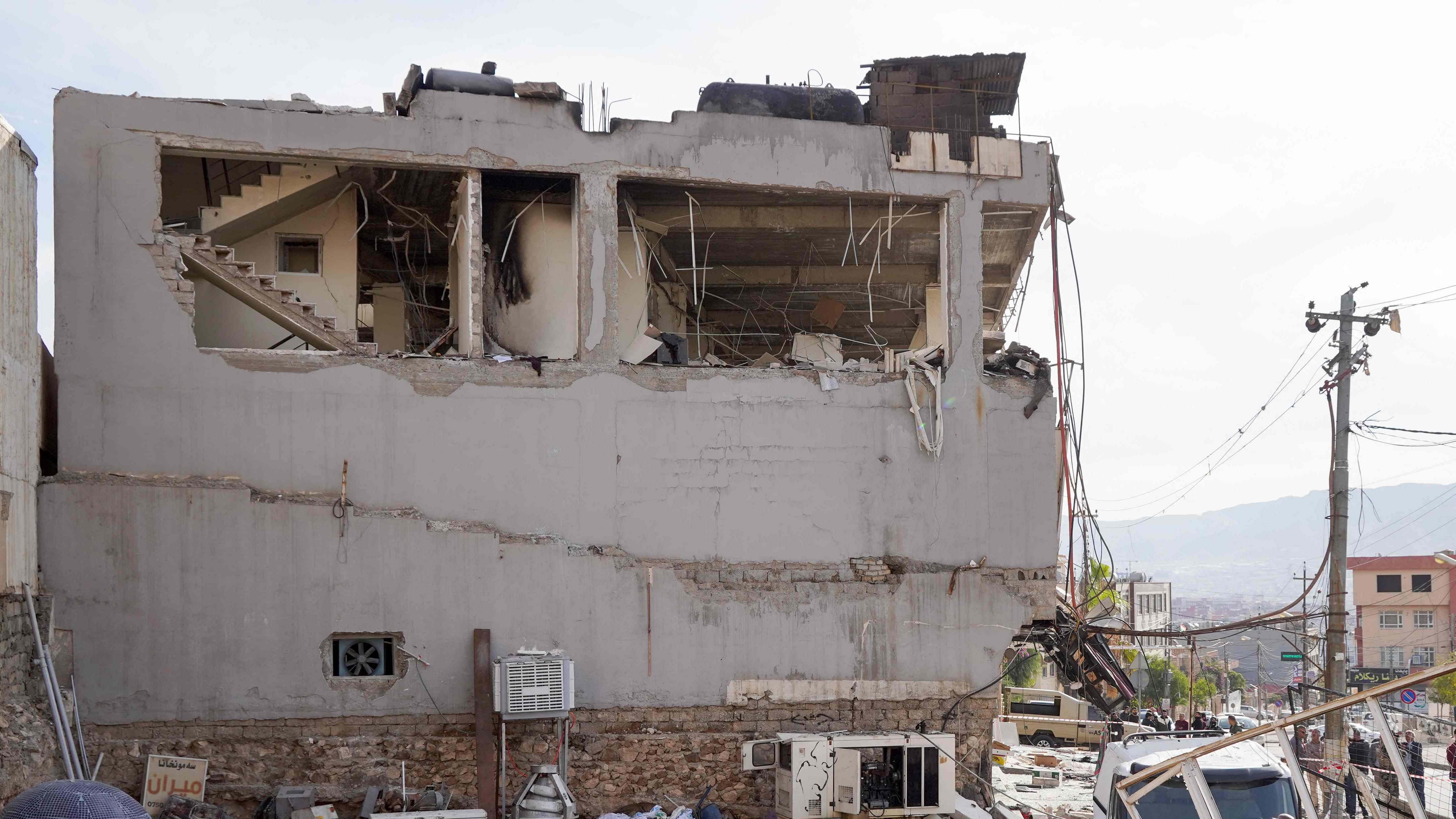 A picture shows a view of the wreckage left by a gas leak explosion at a student dormitory building in Dohuk in Iraq's autonomous Kurdistan region. Credit: AFP Photo