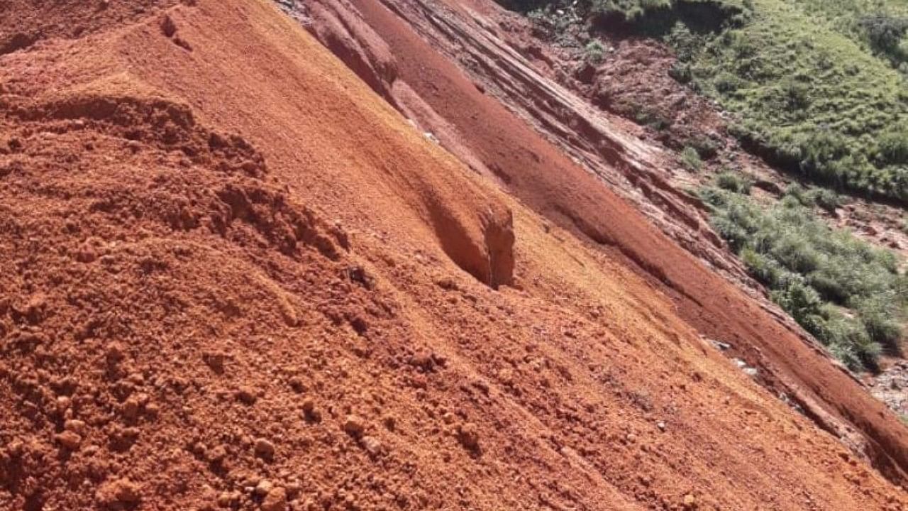 Idukki airstrip's portion washed away in land slip in July 2022. Credit: Special Arrangement