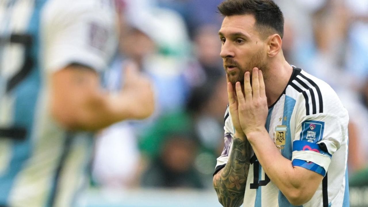 Lionel Messi reacts during the World Cup match between Argentina and Saudi Arabia. Credit: AFP Photo