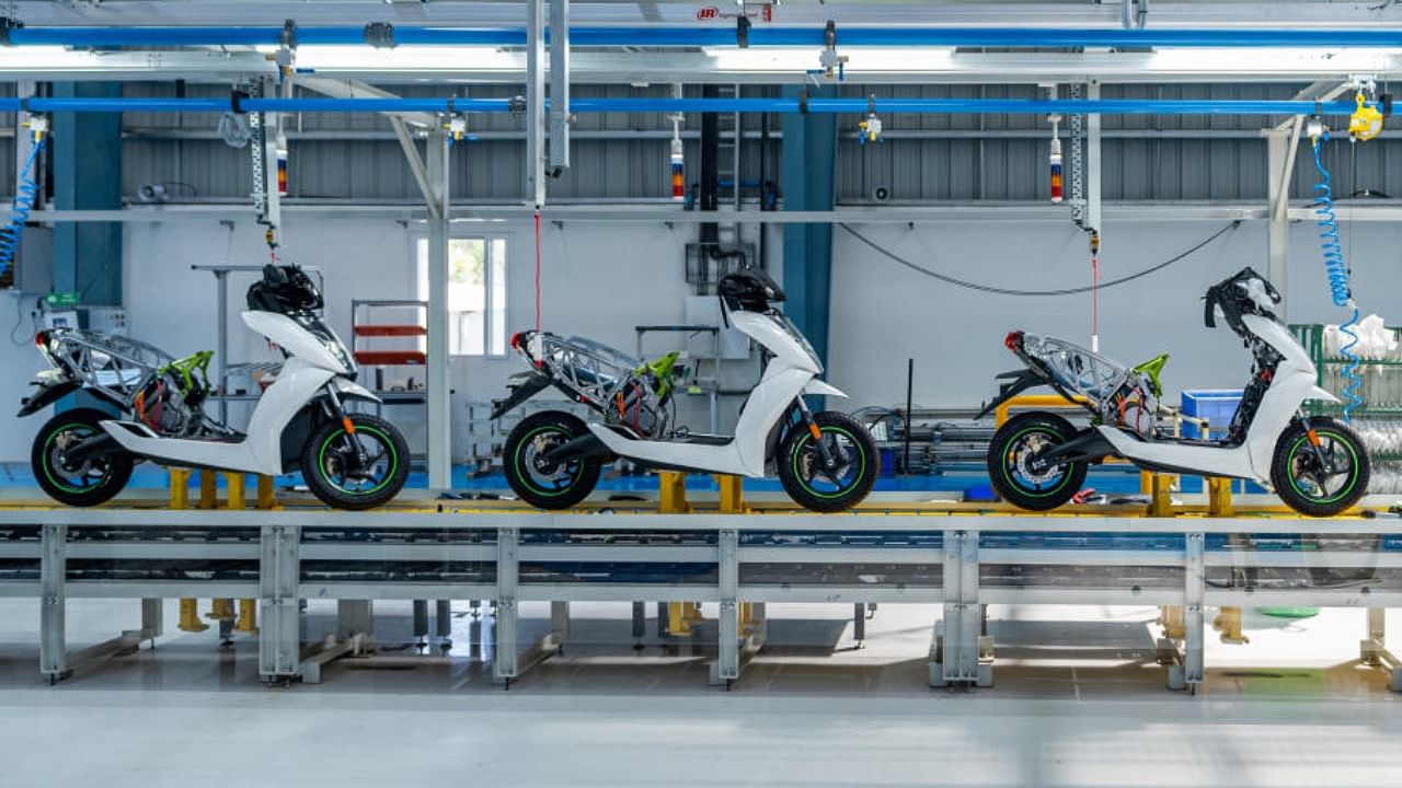 Electric scooter maker Ather's manufacturing plant in Hosur, Tamil Nadu. Credit: DH Photo