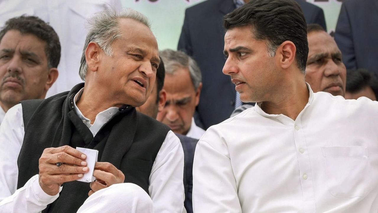 Congress's Ashok Gehlot and Sachin Pilot. Credit: PTI Photo