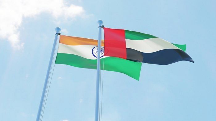 Flags of India and UAE. Credit: iStock Photo