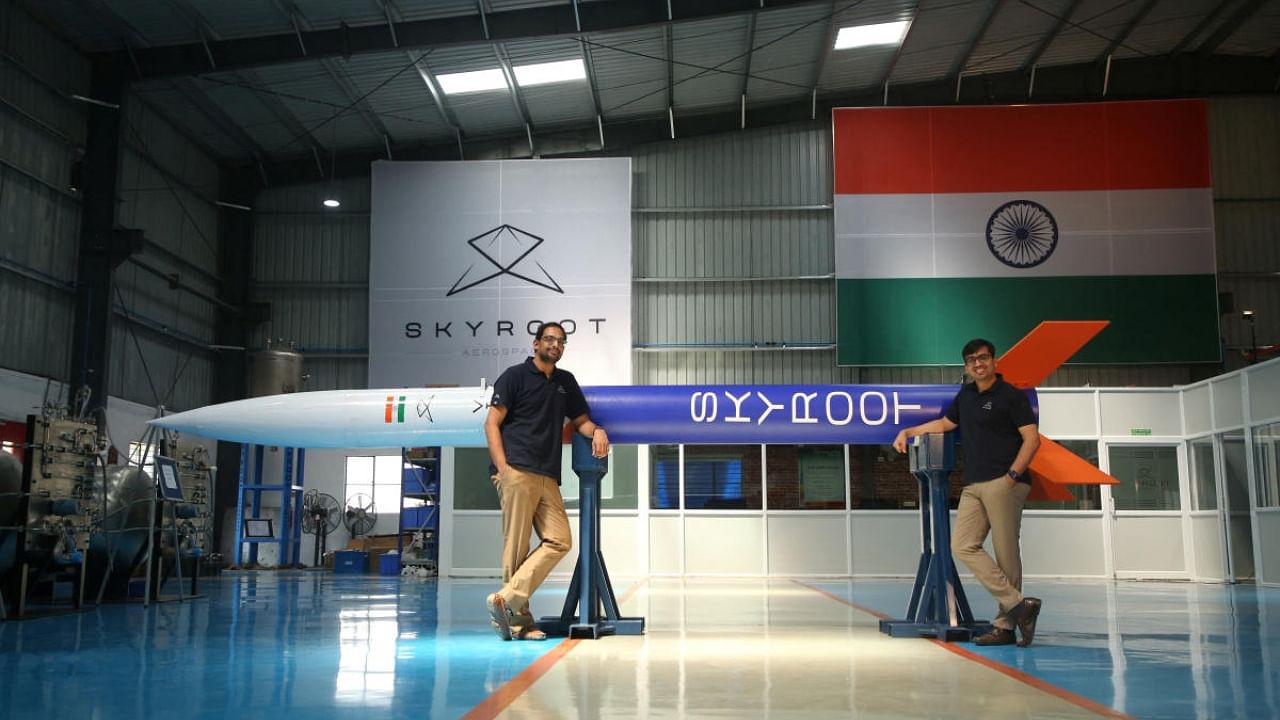 Pawan Chandana and Bharath Daka, founders of Skyroot Aerospace. Credit: Reuters Photo
