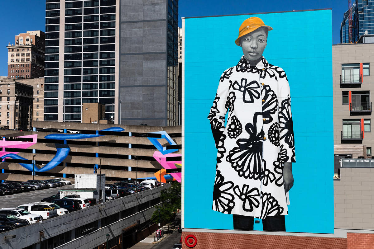 Amy Sherald - Untiled. One of the most striking murals in Philly. Photo by Steve Weinik