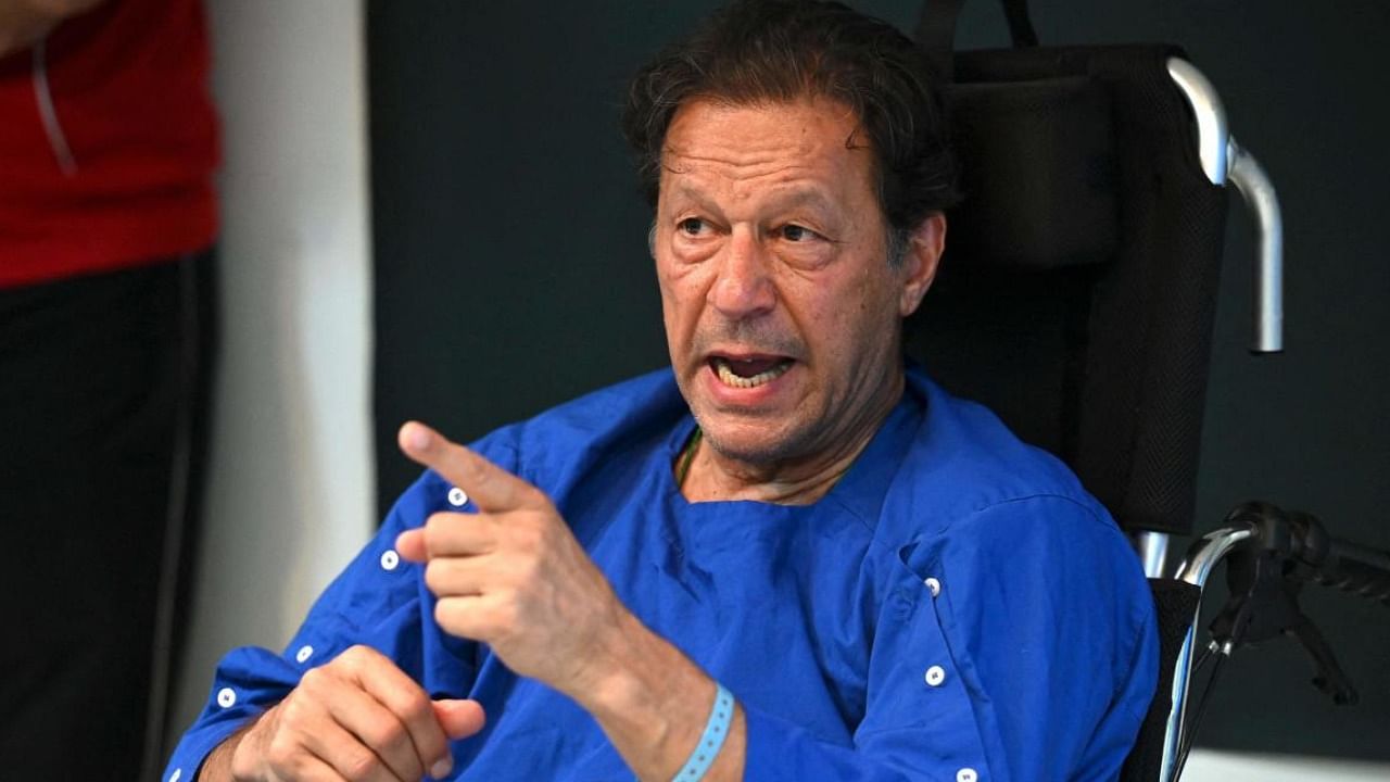 Imran Khan at the hospital in Lahore where he was admitted after the attack on him. Credit: AFP Photo