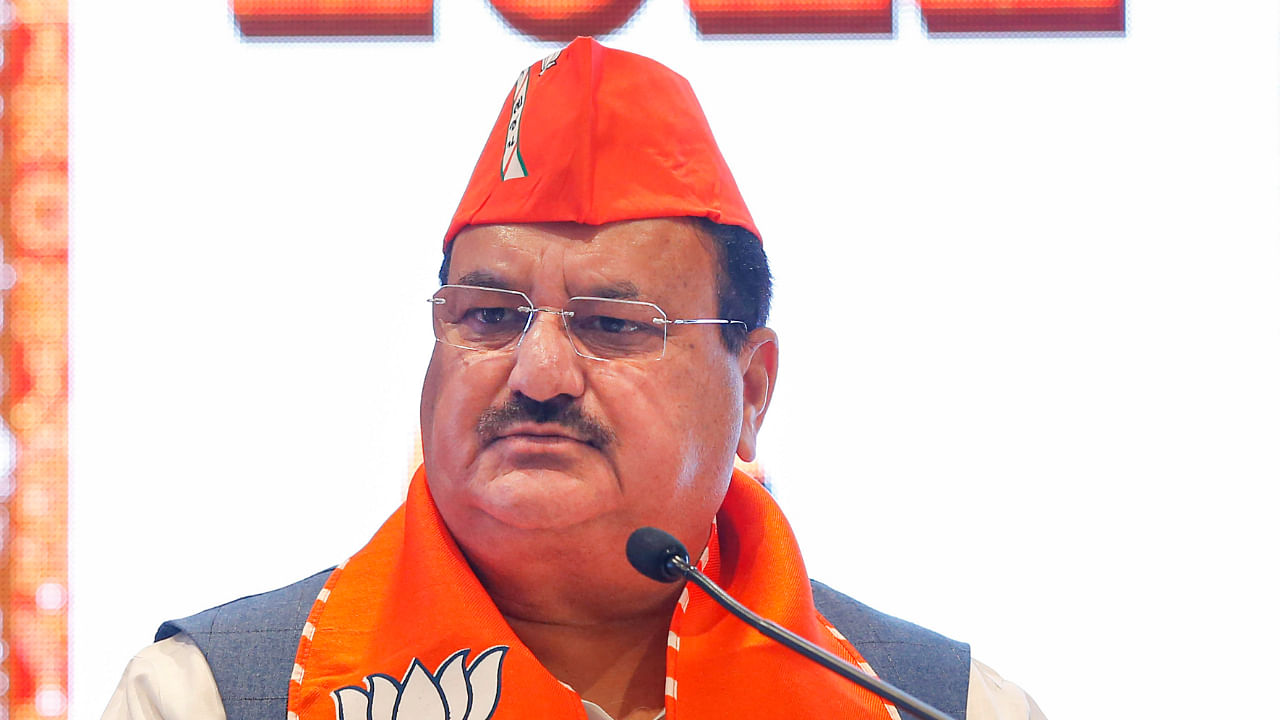BJP National President J P Nadda speaks during release of the party manifesto for Gujarat Assembly elections, in Gandhinagar. Credit: PTI Photo