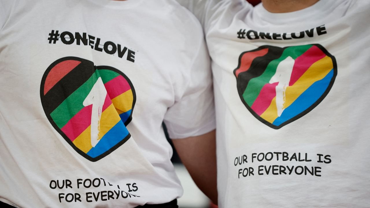 The 'OneLove' armbands were originally launched in 2020 as part of an inclusiveness campaign. Credit: Reuters Photo