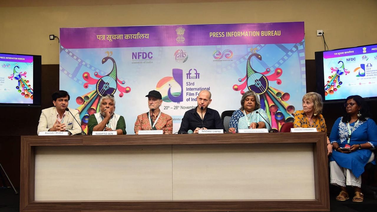 IFFI jury member Sudipto Sen (second from left) along with jury head Nadav Lapid and other members. Credit: PTI Photo