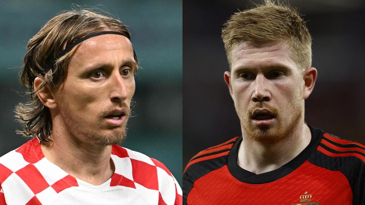 Croatia's Luka Modric (L) and Belgium's Kevin De Bryune. Credit: Agency Photos