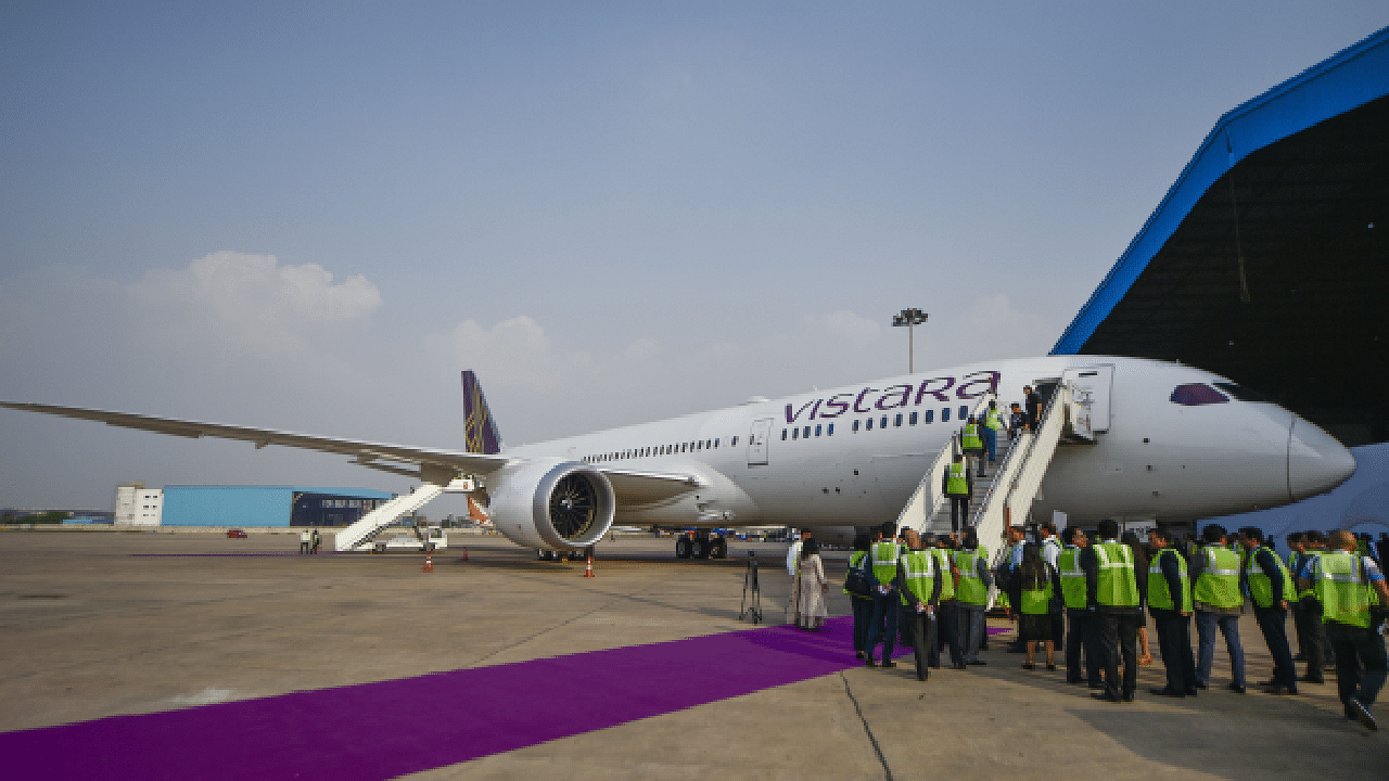 A full-service carrier, Vistara was the country's second-largest domestic carrier with a market share of 9.2 per cent in October. Credit: PTI Photo