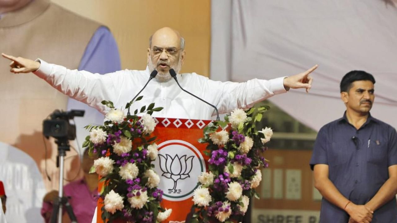 Union Home Minister Amit Shah during a public meeting in Ahmedabad. Credit: PTI Photo