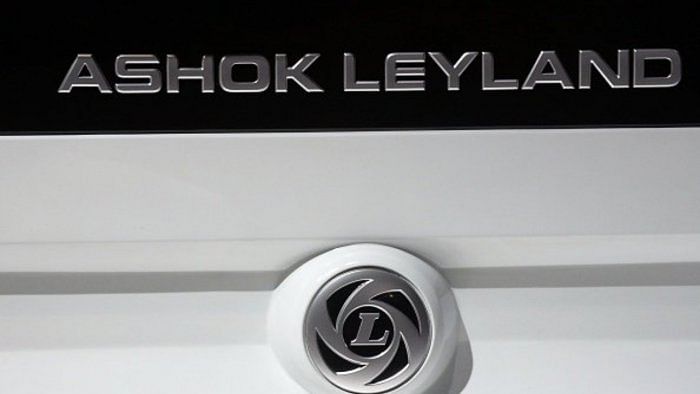The logo of Hinduja flagship firm Ashok Leyland. Credit: Getty Images