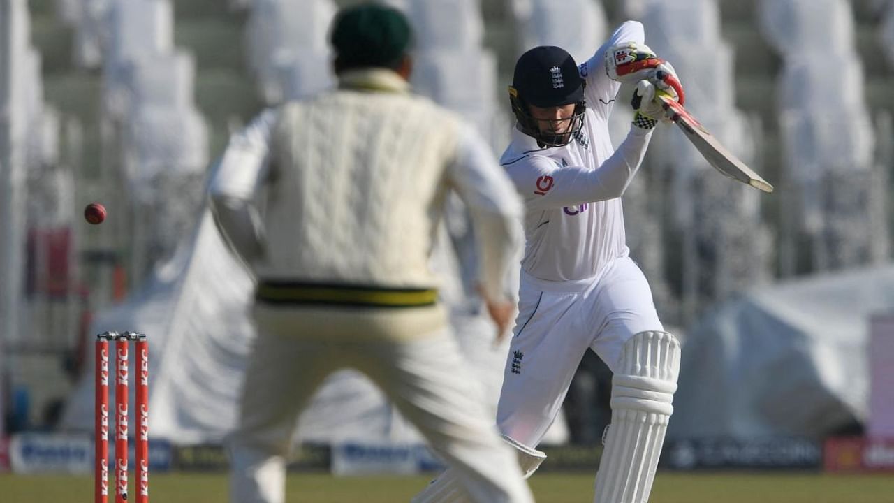 England's Zak Crawley in action against Pakistan. Credit: AFP Photo