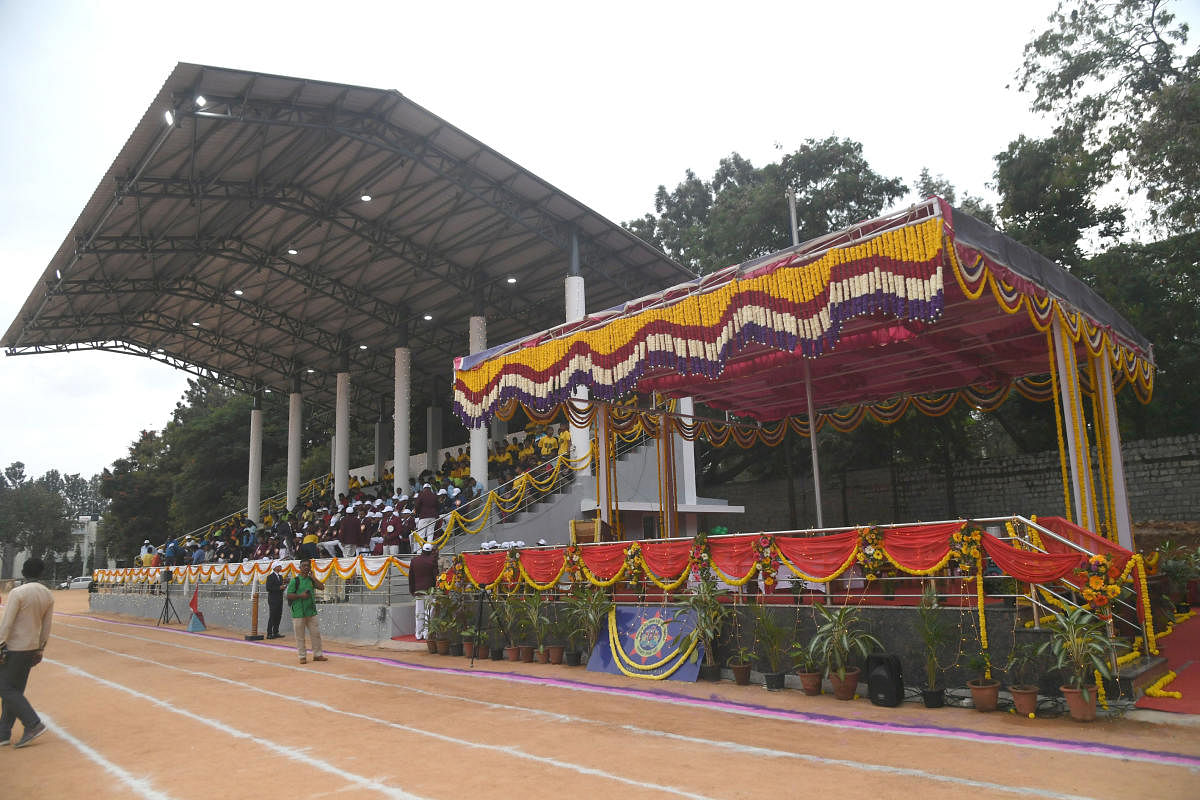 New ground construction by BMRCL for Karnataka State Fire and Emergency Services. Credit: DH Photo