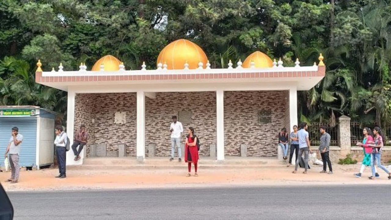 Two domes atop a newly constructed bus shelter were demolished overnight because the local MP, Pratap Simha, thought they symbolised a mosque. Credit: Twitter/@shashank_ssj