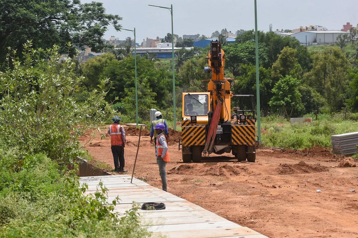 Work on at Nadaprabhu Kempegowda Layout. Credit: DH File Photo