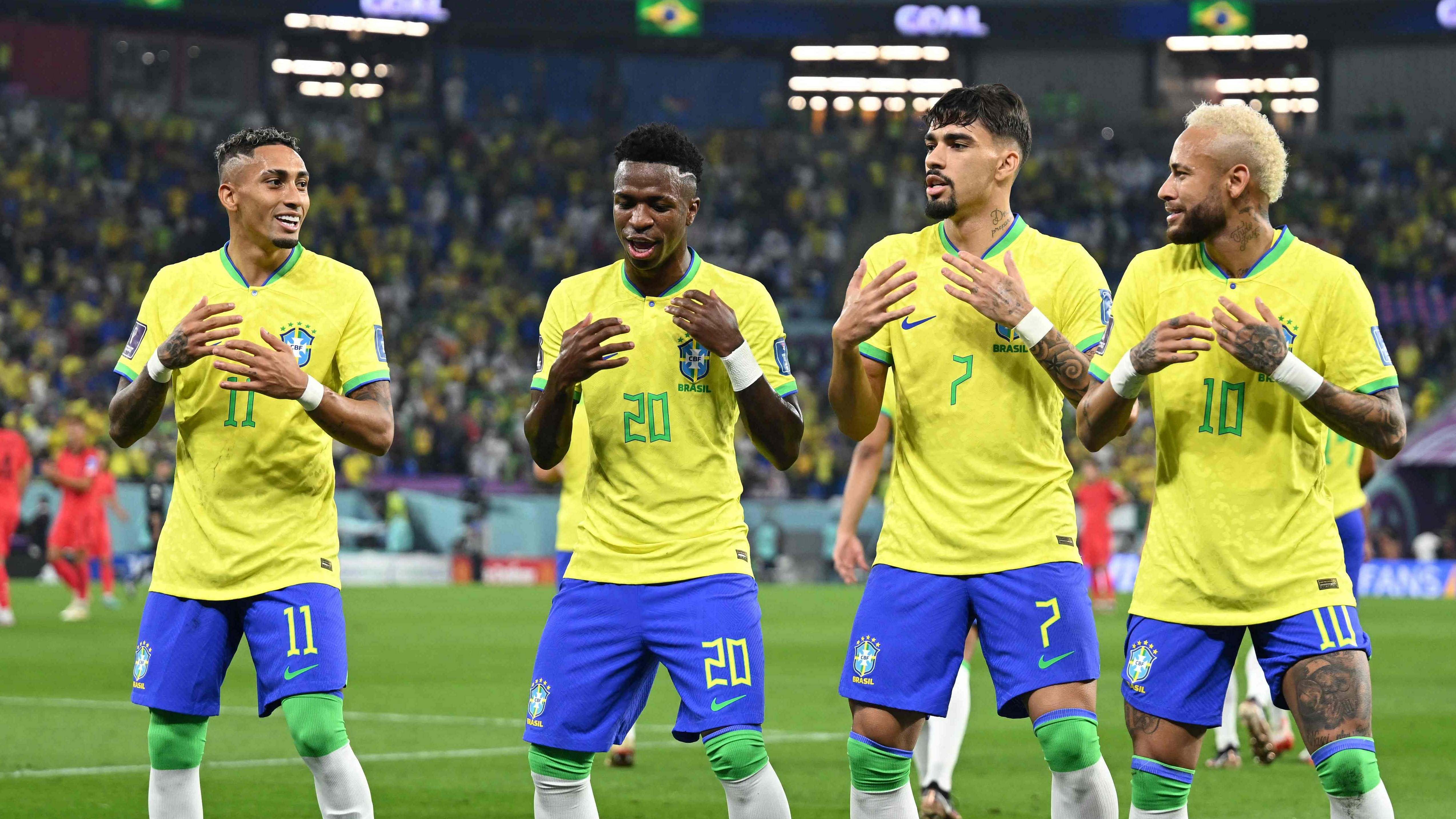 But it was the manner of the exuberant celebrations during Monday's which caught the eye of many, with the Brazilians rolling out a set of choreographed dance moves. Credit: AFP Photo