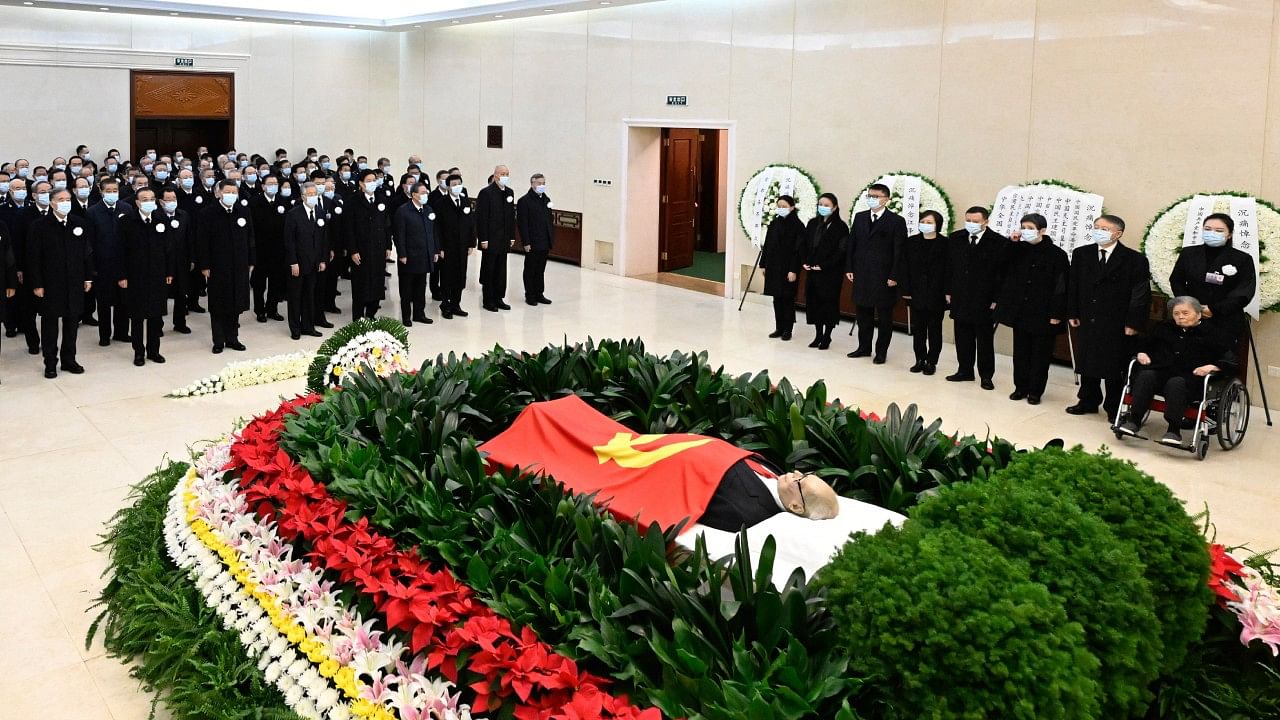 Zemin's body was flown to Beijing by a special flight last week from Shanghai. Credit: AP/PTI Photo