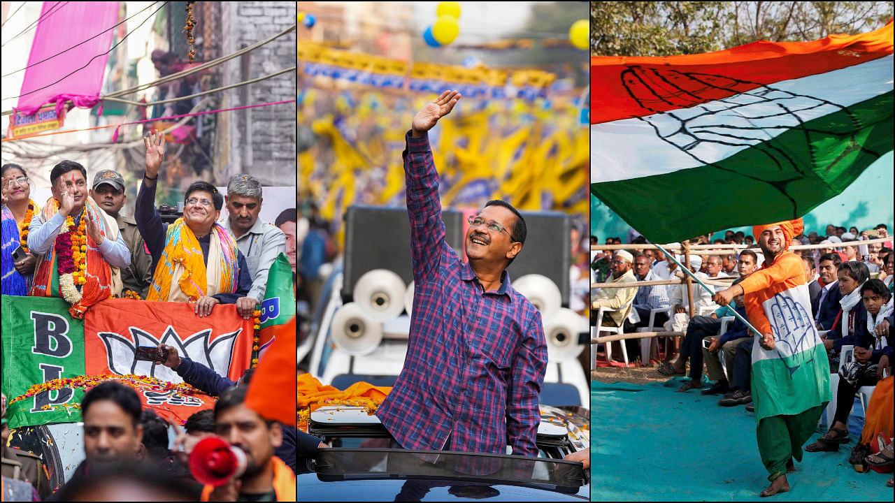 The election was largely touted as a three-way contest among a spirited AAP, a confident BJP and a hopeful Congress. Credit: PTI Photos