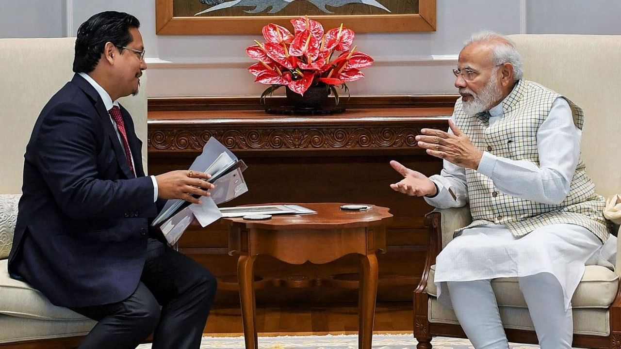 File photo of Meghalaya CM Conrad Sangma with PM Narendra Modi. Credit: PTI 
