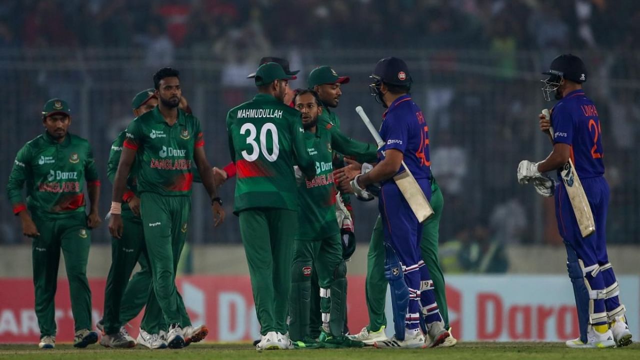 Bangladesh cricket team during the ODI series against India. Credit: AP/PTI Photo