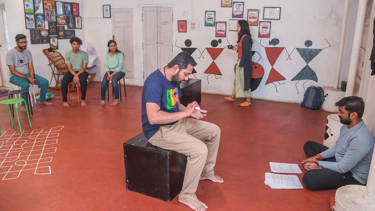 In the run-up to his acting debut in ‘Bottled Up’, he learnt script analysis, body movement, and voice exercises during a series of workshops at WeMove Theatre, Bengaluru. Credit: DH Photos by Pushkar V and S K Dinesh