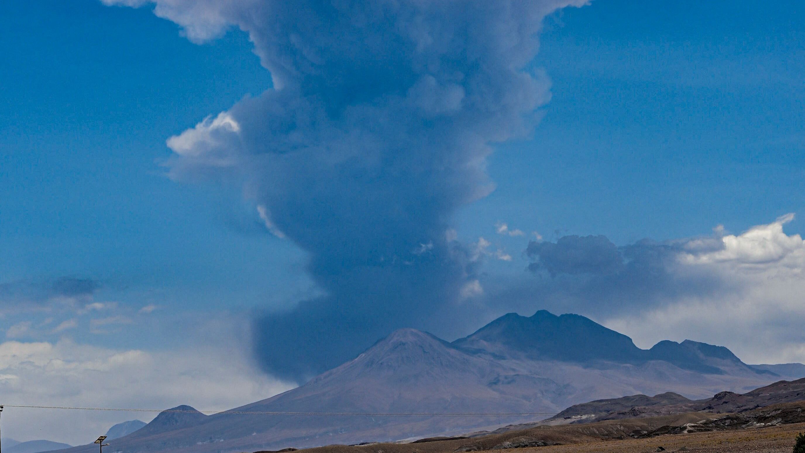 View of the Lascar volcano during an eruptive pulse in Peine. Credit: AFP Photo