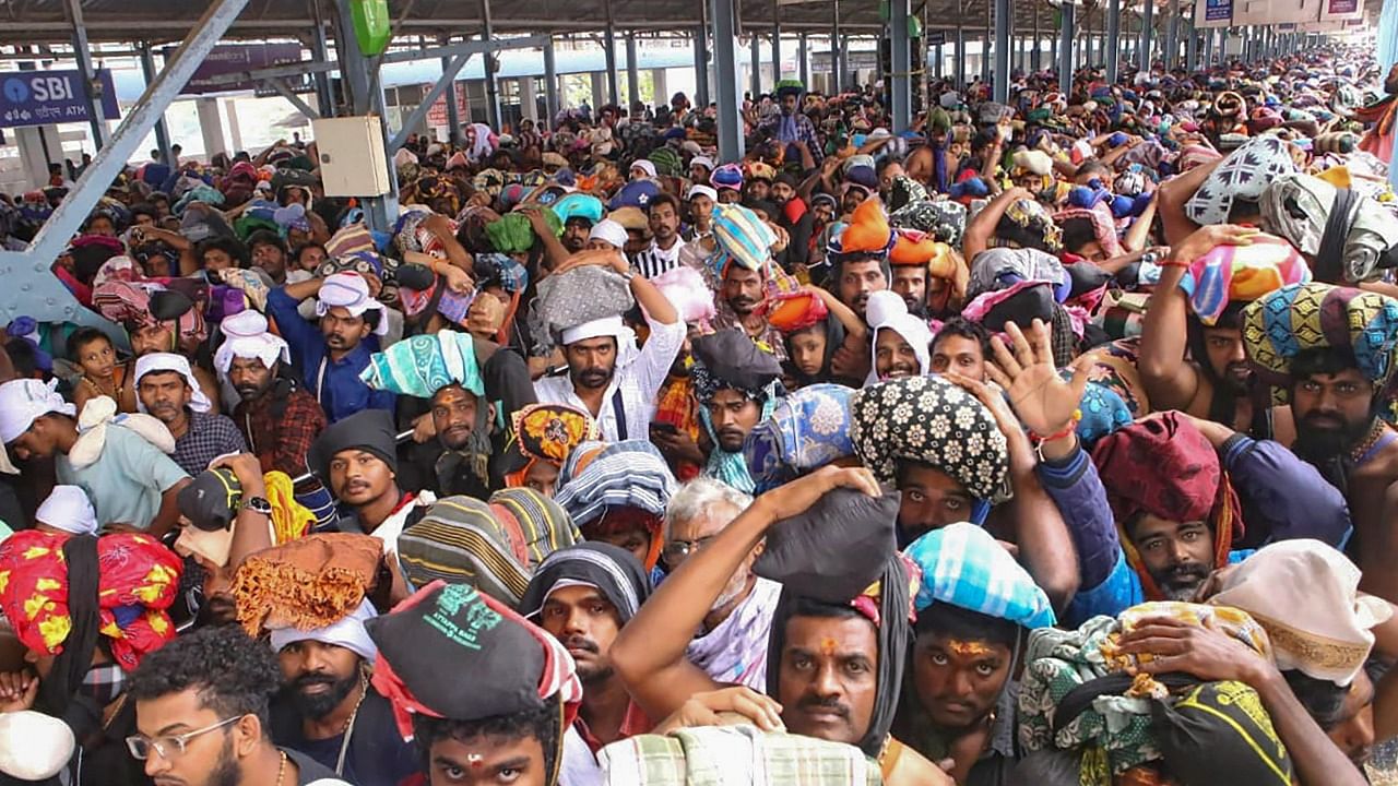 A record 1.19 lakh pilgrims booked on the virtual queue system on Monday for darshan. Credit: PTI Photo