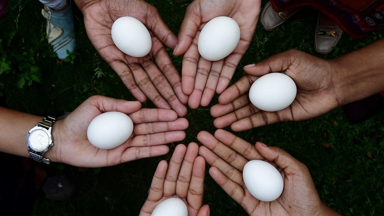 The government has been providing three eggs a week for Anganwadi children and six eggs a week to pregnant women. Credit: DH File Photo