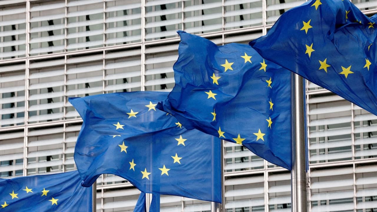 European Union flags flutter outside the EU Commission headquarters in Brussels, Belgium. Credit: Reuters Photo