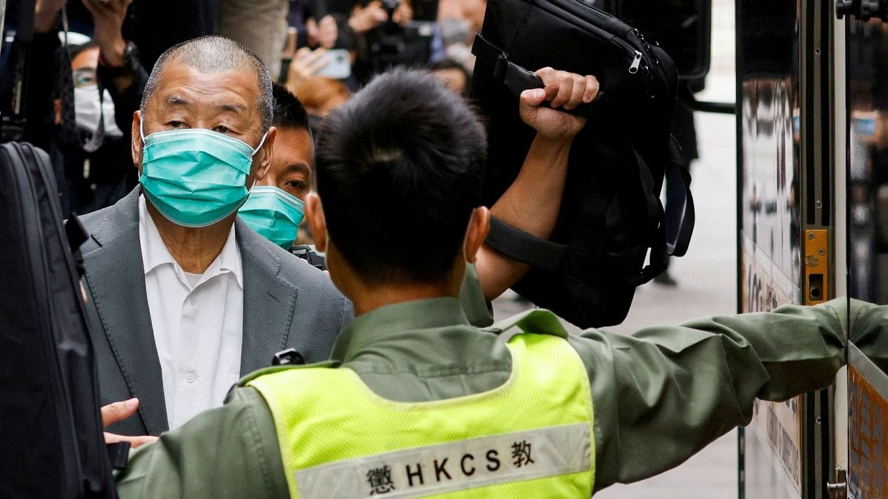 Lai, the 75-year-old founder of the now-shuttered Apple Daily newspaper, is facing up to life in prison. Credit: Reuters File Photo