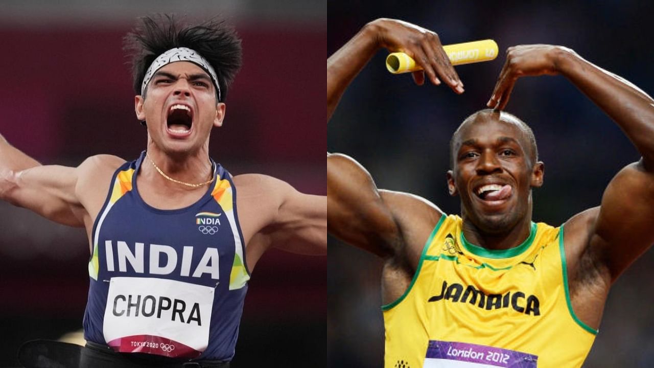 Neeraj Chopra (left) and Usain Bolt (right). Credit: PTI, Reuters Photos