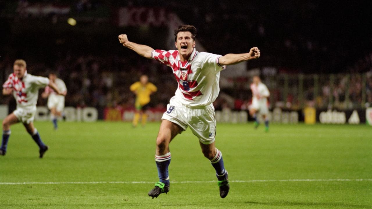 Croatia player Davor Suker celebrates after scoring against Jamaica during the World Cup in 1998. The team finished third in that edition. Credit: Getty Images