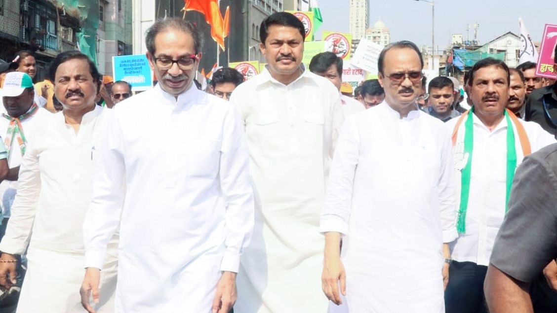 Uddhav Thackeray during the protest march against the Eknath Shinde government in Mumbai. Credit: IANS Photo