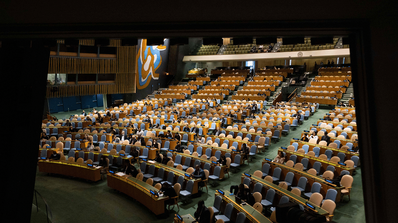 A general view shows a United Nations General Assembly. Credit: AFP File Photo 