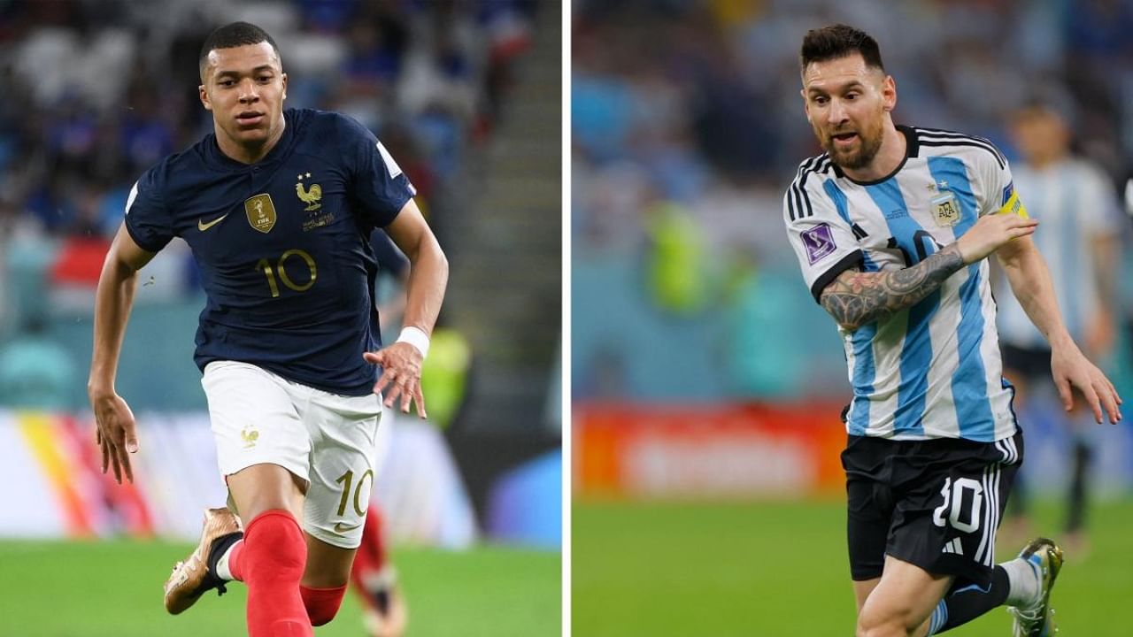 Kylian Mbappe of France (left) and Lionel Messi of Argentina (right) square off in the FIFA World Cup finals. Credit: AFP Photo