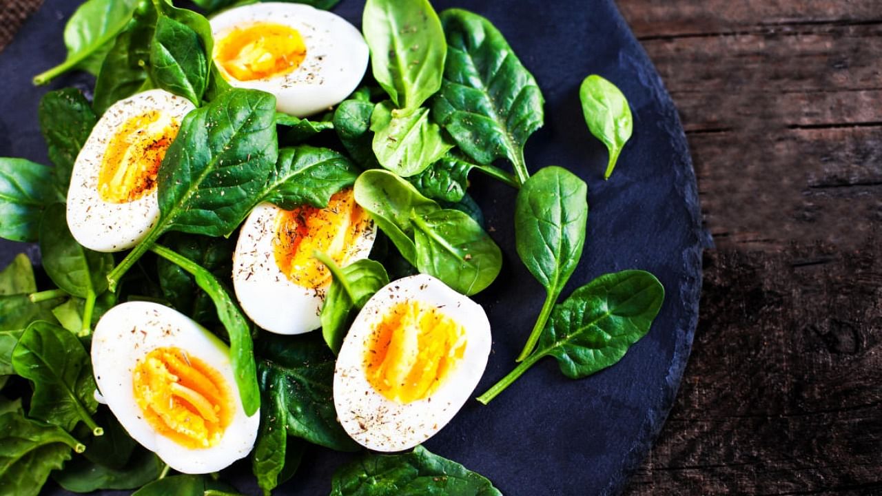 Baby spinach leaves and egg in a salad (Representative image) Credit: iStock Photo