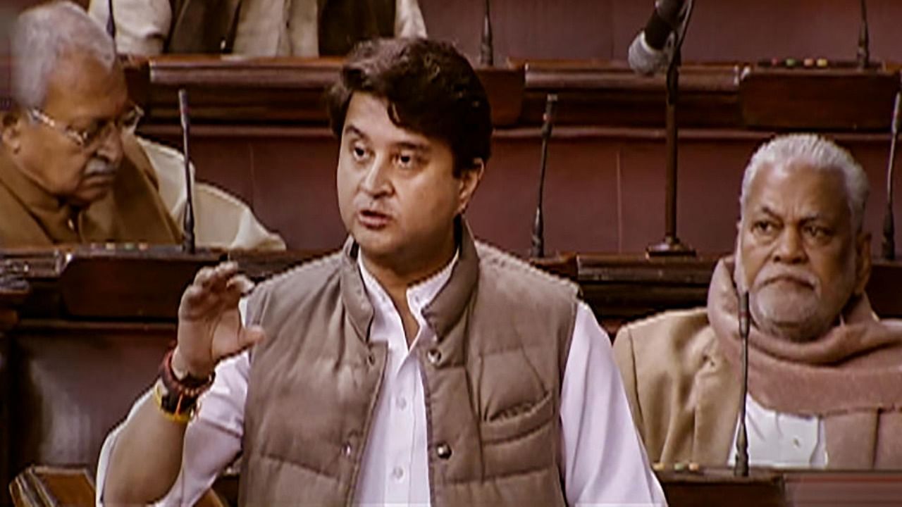 Union Minister Jyotiraditya Scindia during the ongoing Winter Session of Parliament, in New Delhi. Credit: PTI Photo