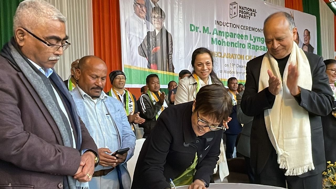 Ampareen Lyngdoh later formally joined the National People's Party. Credit: Twitter / @SangmaConrad