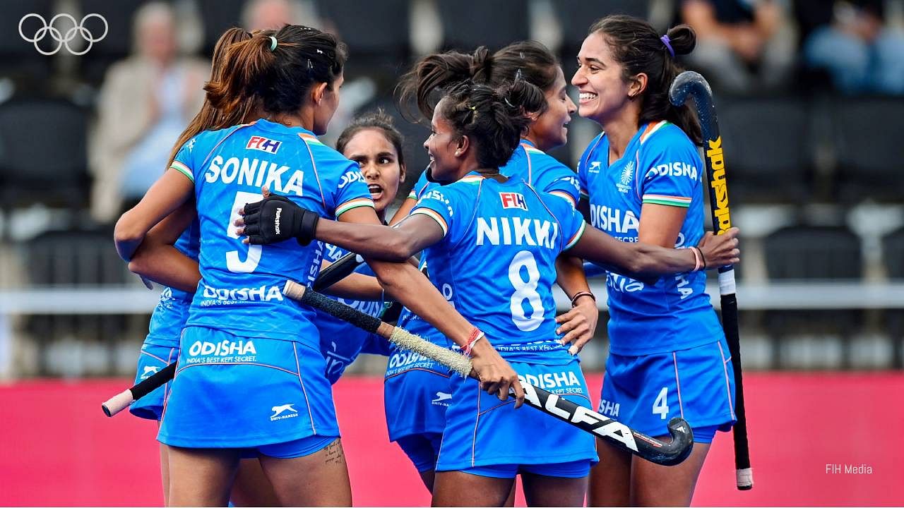 Indian players during their FIH Women's Hockey World Cup 2022 match against China. Credit: PTI File Photo