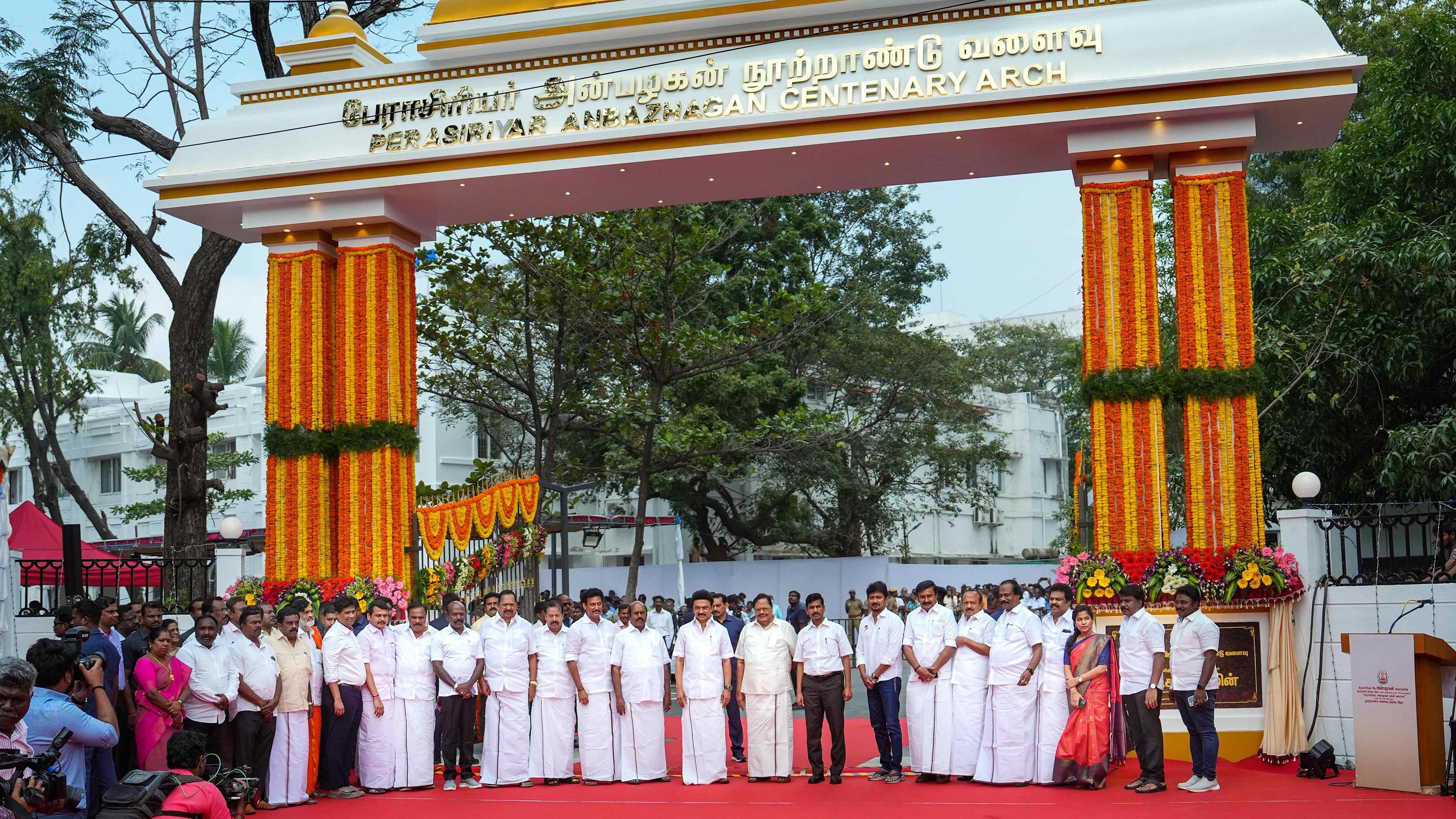 Widely known as ‘Perasiriyar’ (Professor), Kalyanasundaram Anbazhagan remained loyal to Karunanidhi in 50 years of their association.  Credit: PTI Photo